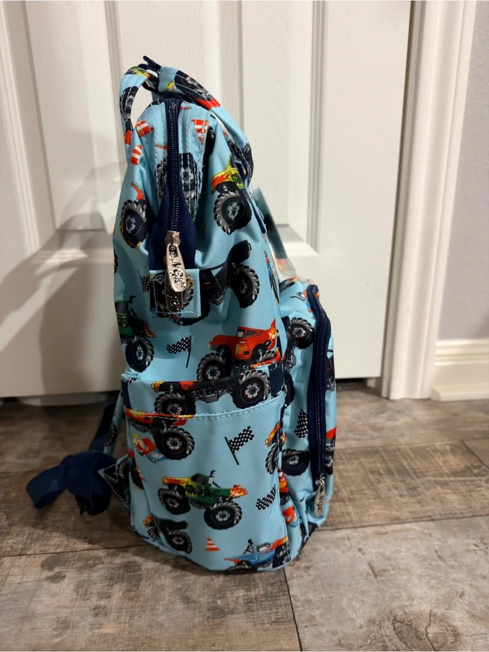 NWT Baby boy truck Large Capacity Diaper Bag Backpack insulated bottle pocket